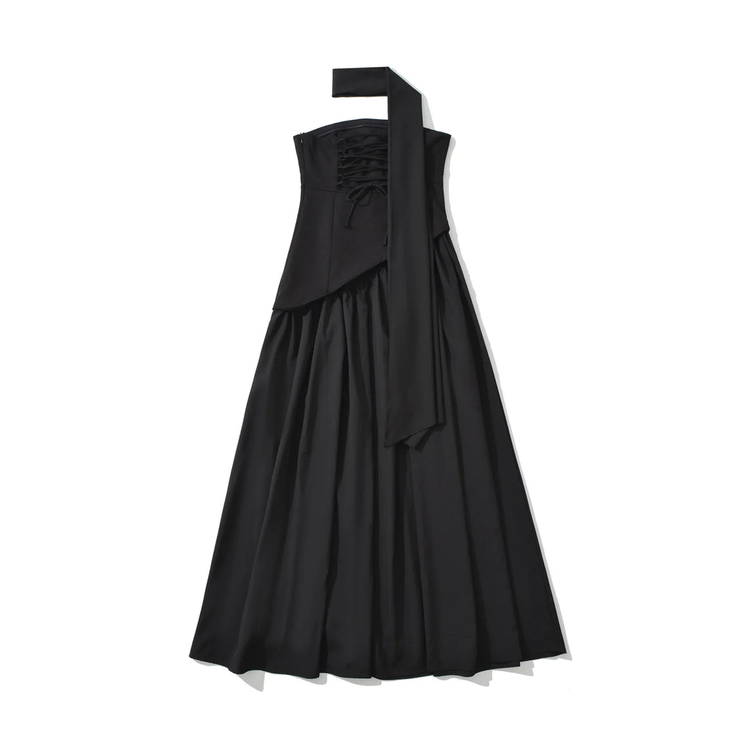 Smart Pleated High Slit Long Dress