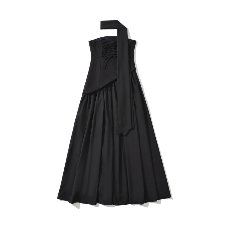 Smart Pleated High Slit Long Dress