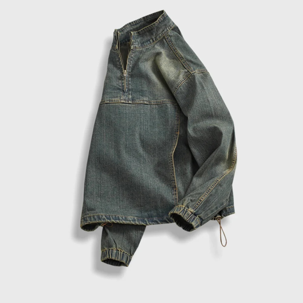 Vintage Denim Pullover Jacket