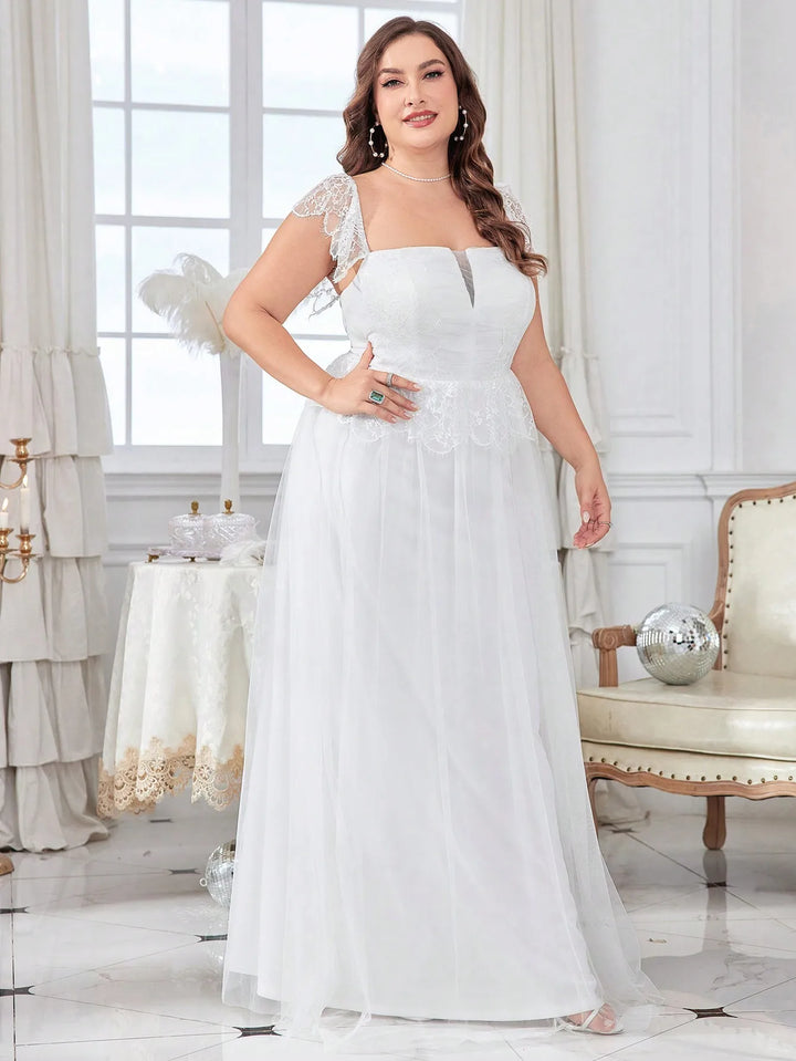 Refined Mesh Patchwork Bridal Dress