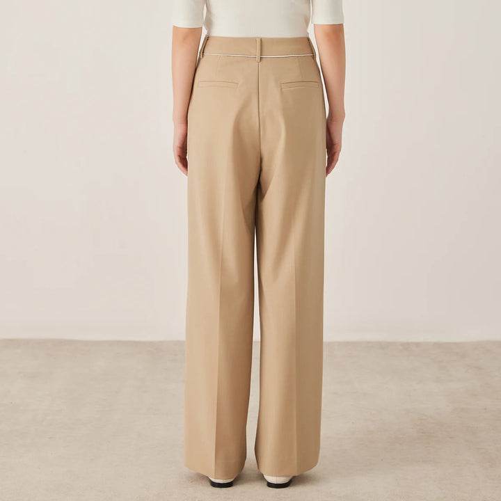 Classic Front Pleated Wool Blend Pants