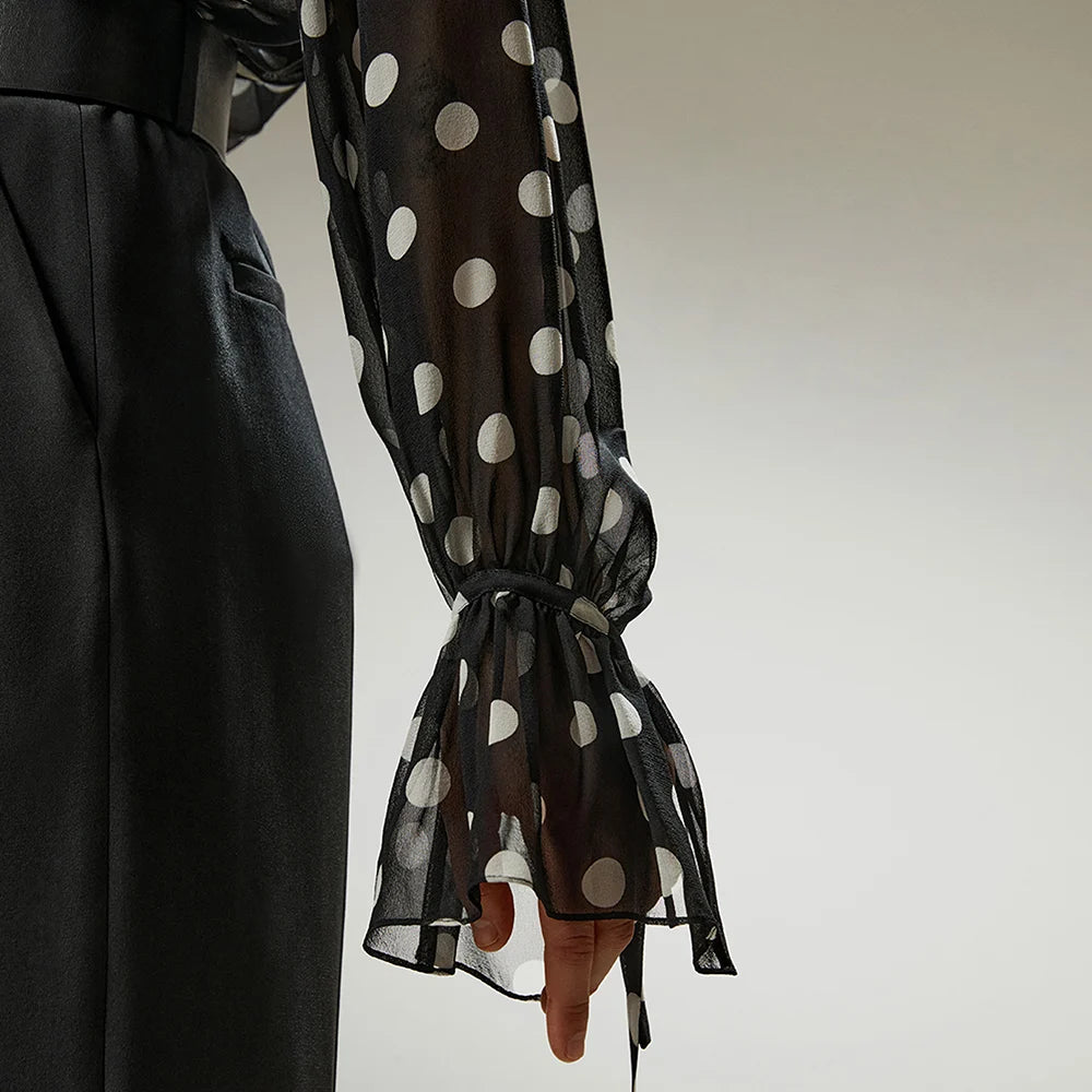 Stylish Polka Dot Silk Blouse