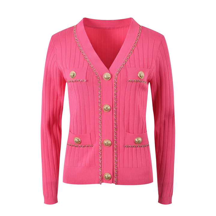 Stylish Chain Buckle Knitted Sweater