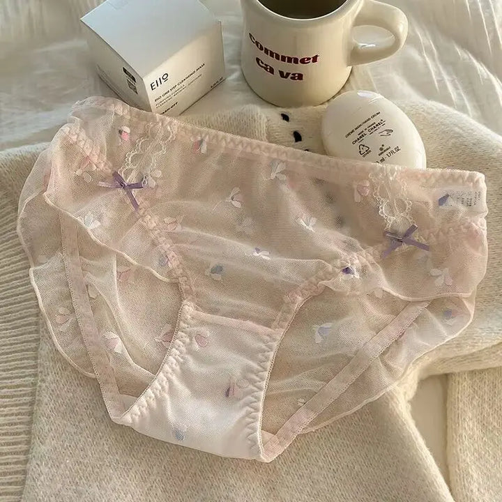 Sweet Bow Ruffles Mid-waist Brief