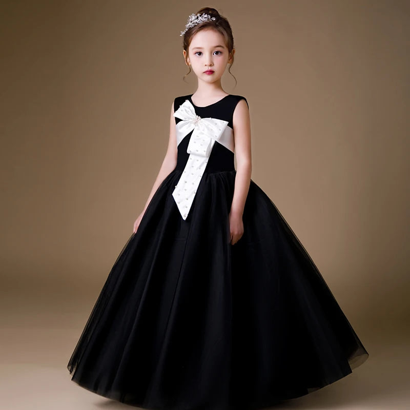 Robe de soirée sophistiquée à col rond pour fille