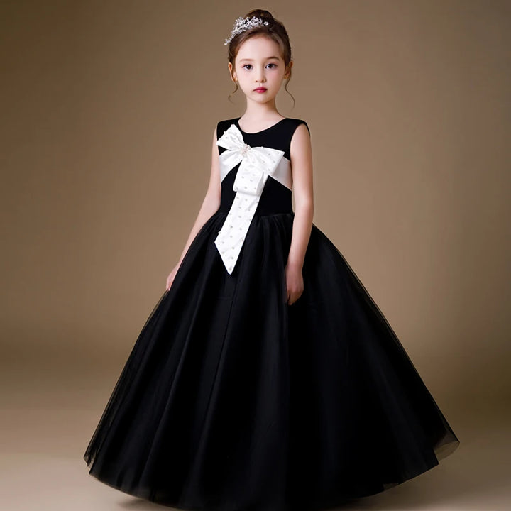 Robe de soirée sophistiquée à col rond pour fille