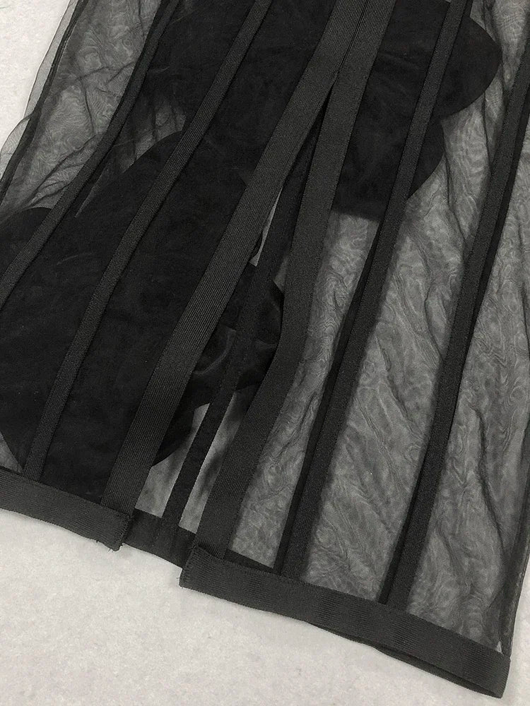 Stylish Mesh Flower Bodycon Dress