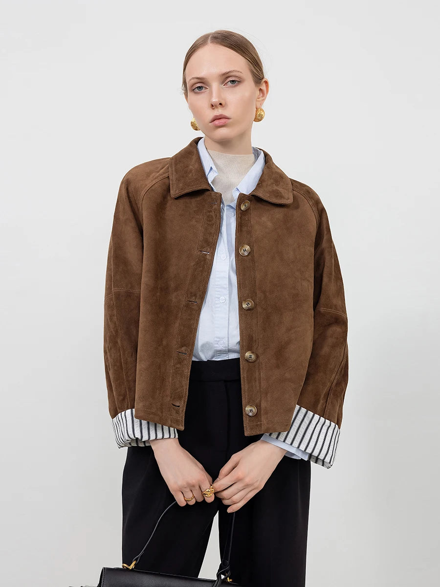 Brown suede women&