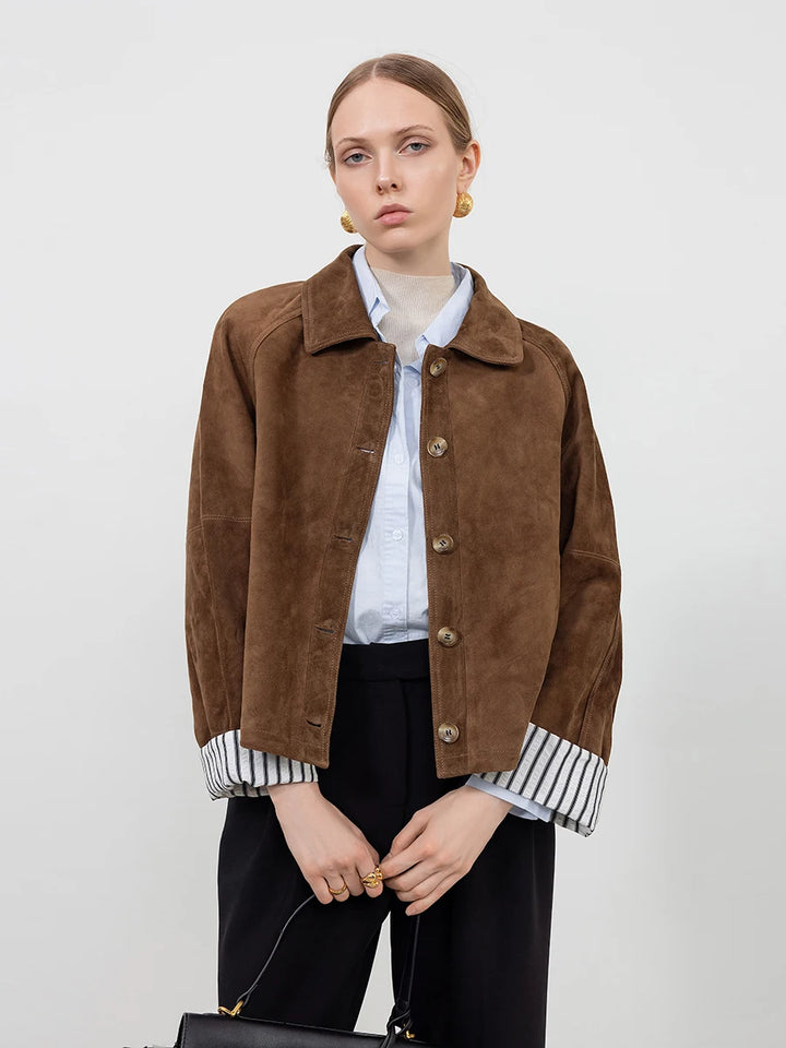 Brown suede women&