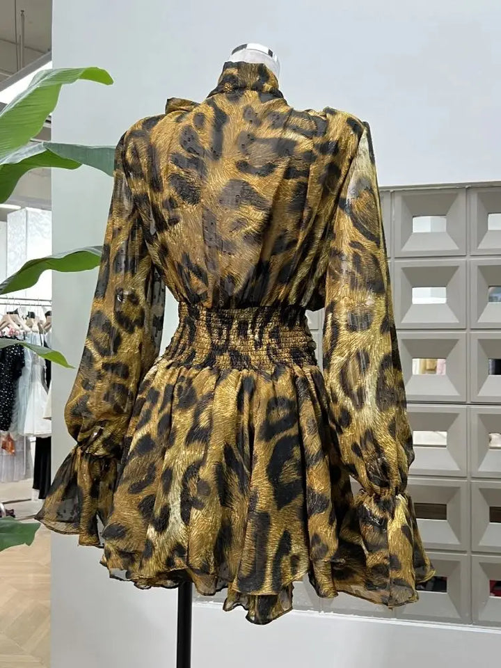 Regal Leopard Printed Mini Dress