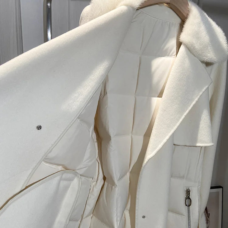 Elegant Double-faced Goose Down Long Jacket