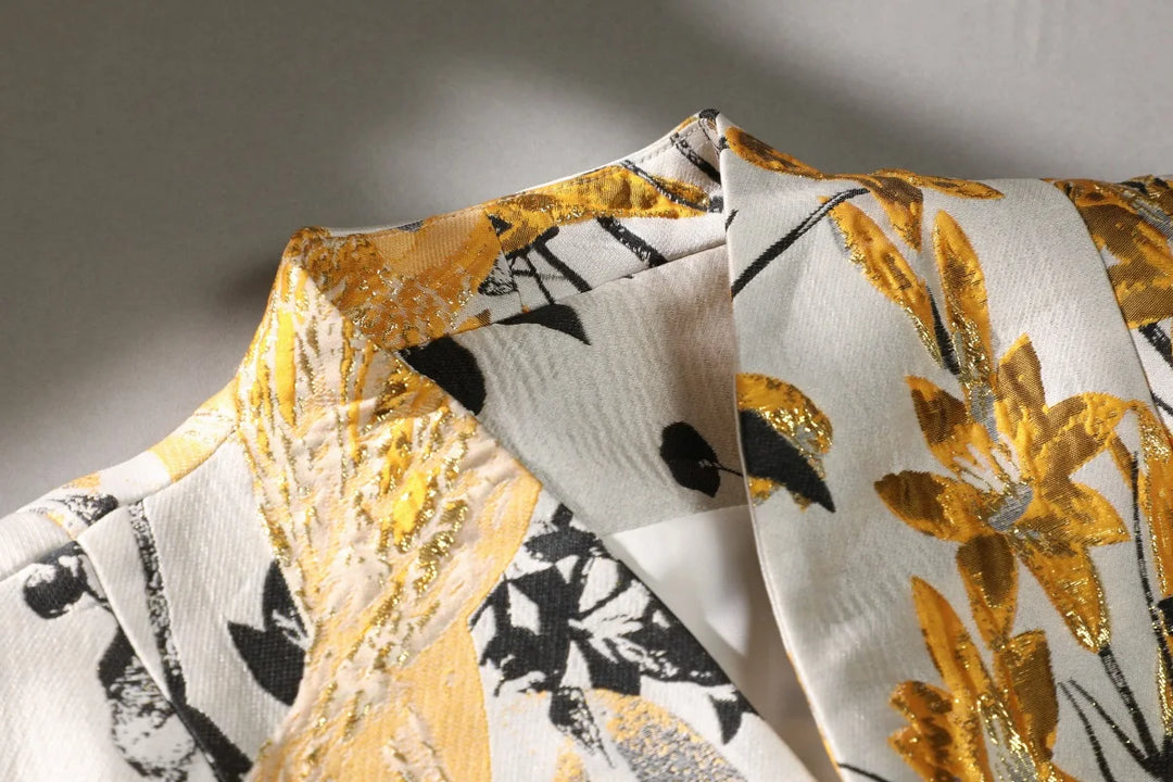 Stunning Floral Jacquard Fit Up Trench Coat