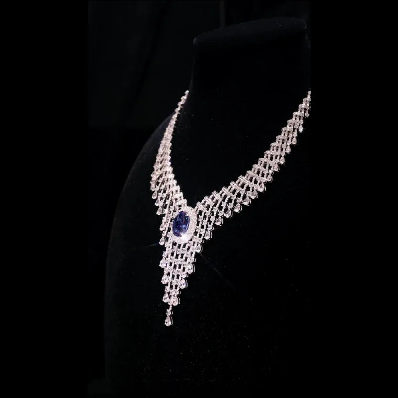 Lovely Tassel Oval Shape Zircon Necklace