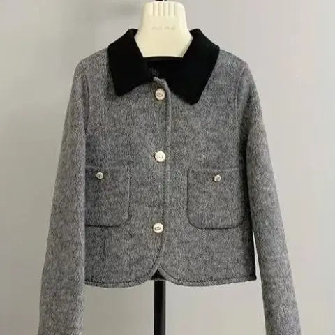 Lovely Short Polo Neck Wool Jacket