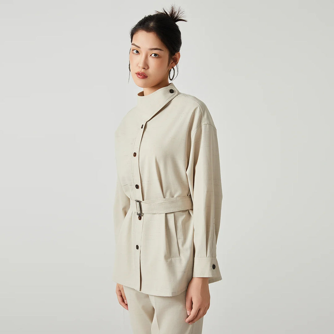 Sophisticated Warm Wool Slim Trench Coat