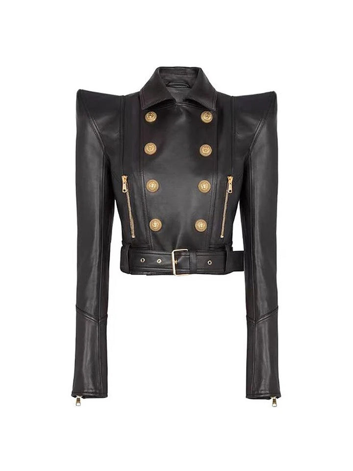 Peak Shoulder Double Breasted Moto Jacket