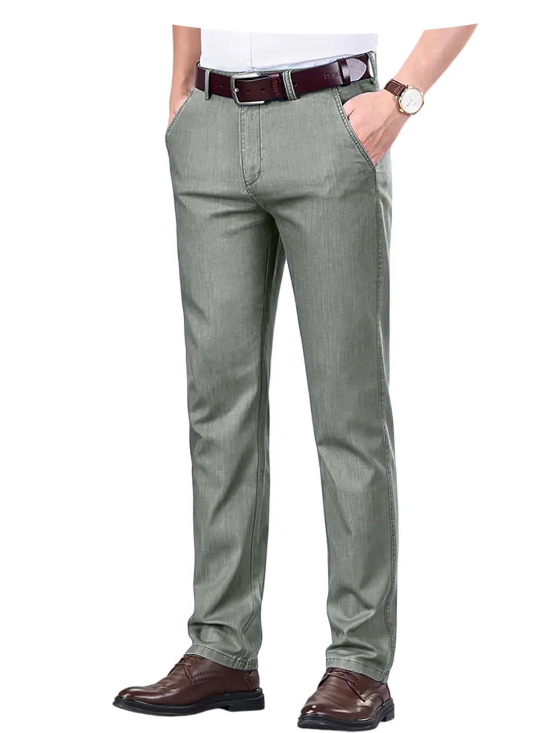 Sage green straight-leg men&