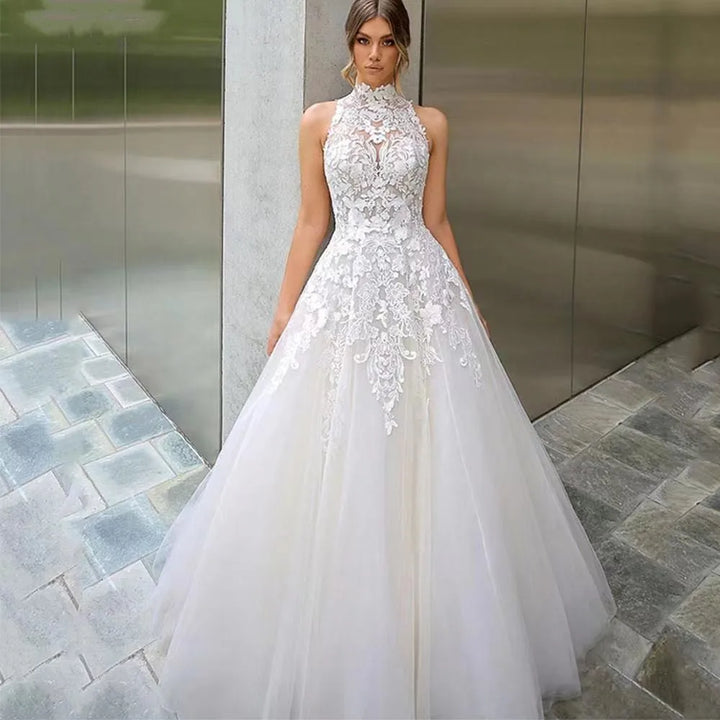 Beautiful High Neck Bridal Gown