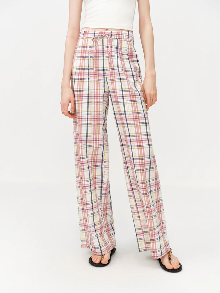 Retro Color-blocked High Waist Pants