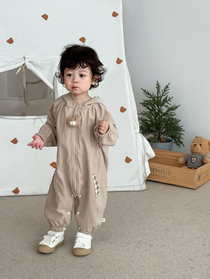 Charming Printed Baby Girls Hooded Romper