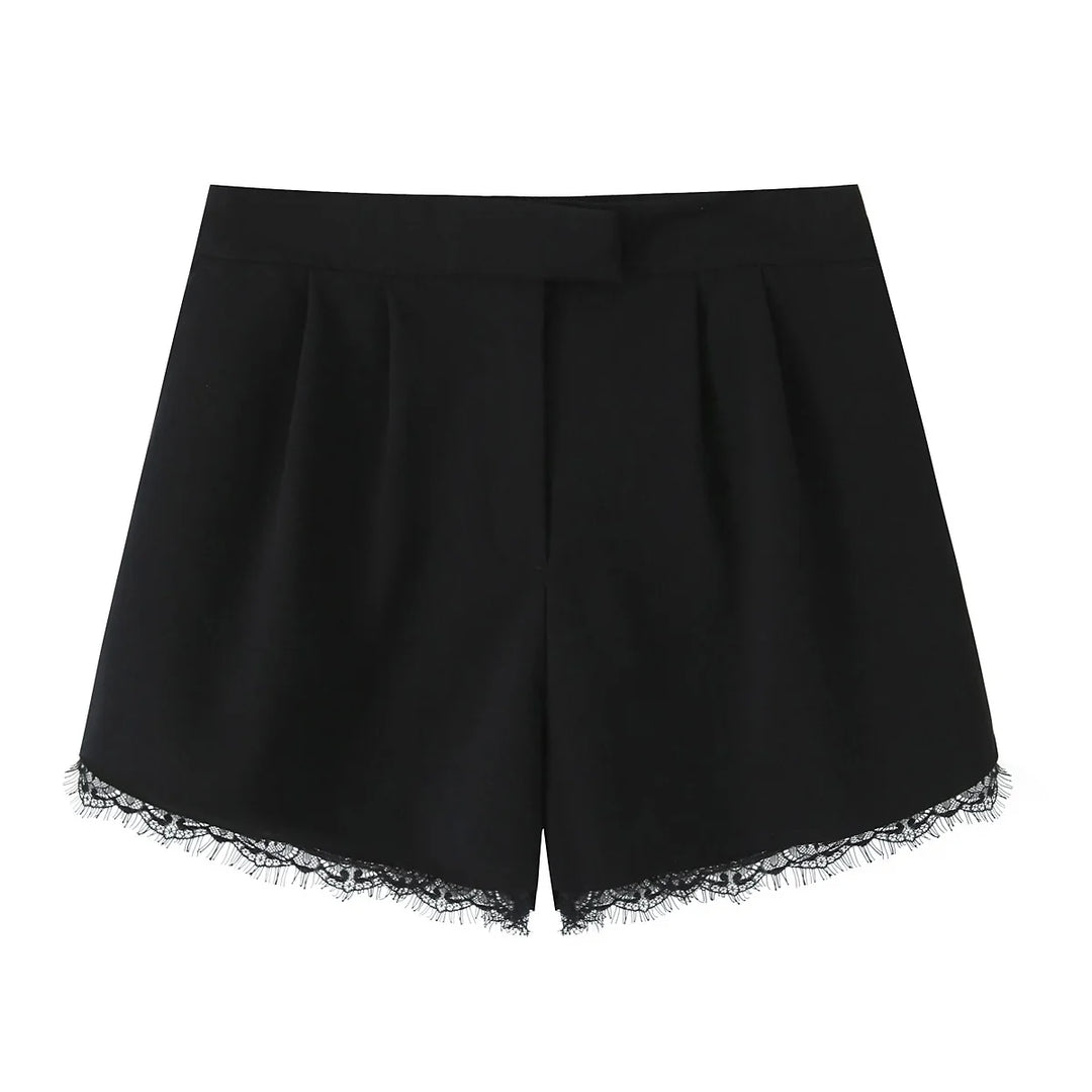 Classic Lace Trim High Waist Shorts