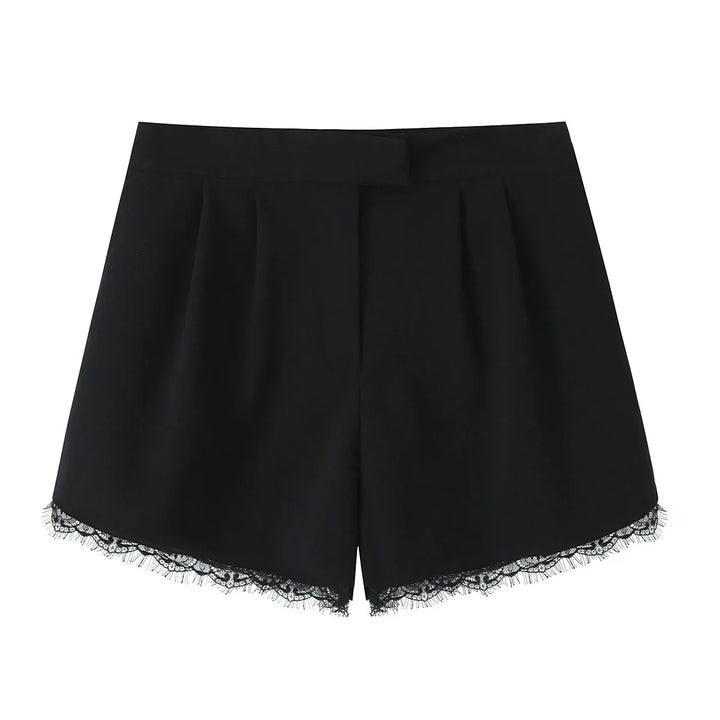 Classic Lace Trim High Waist Shorts