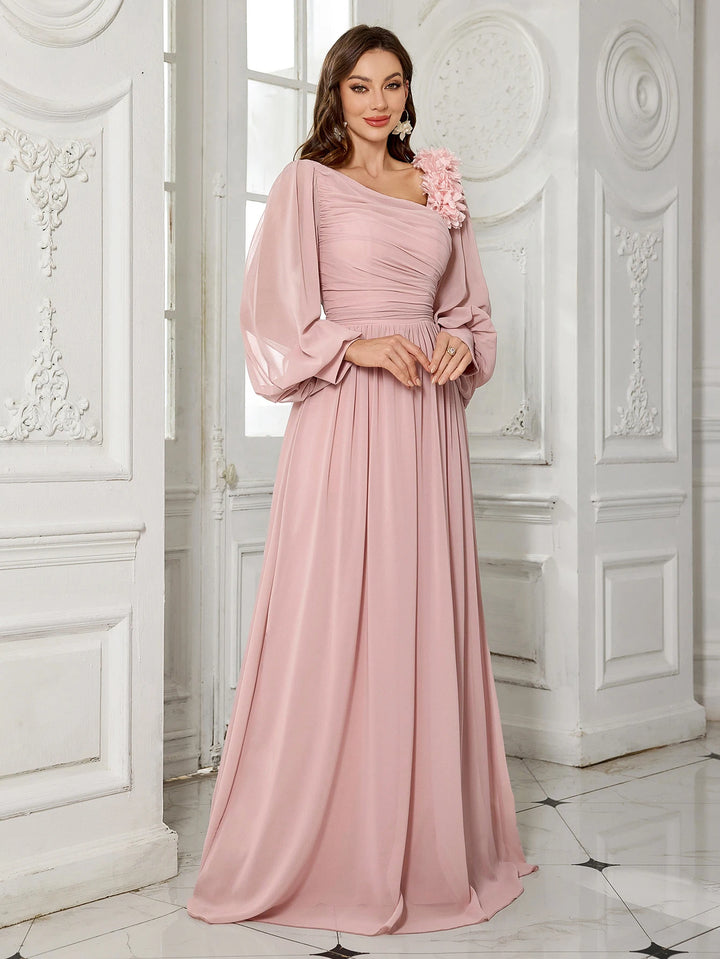 Embellished Neckline Bridesmaid Dress