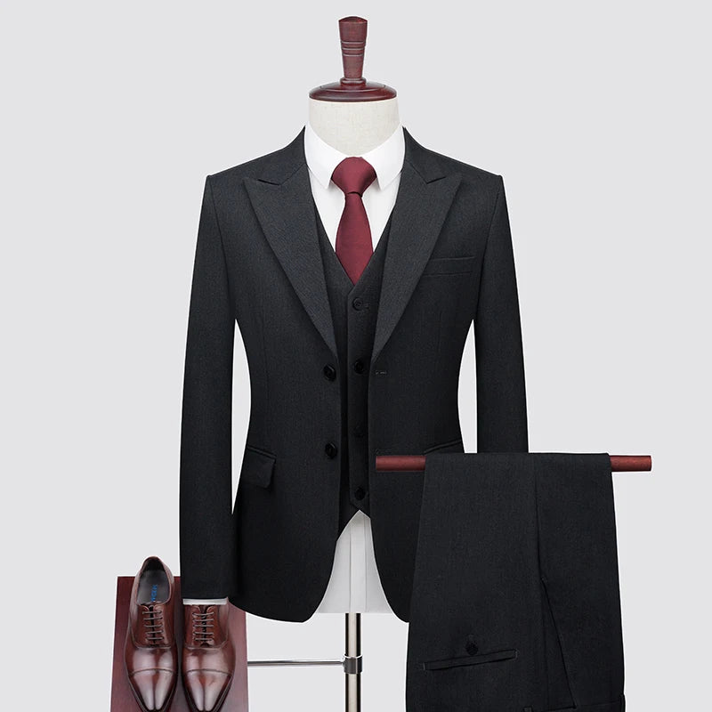 High-End Three-Piece Business Wool Suit