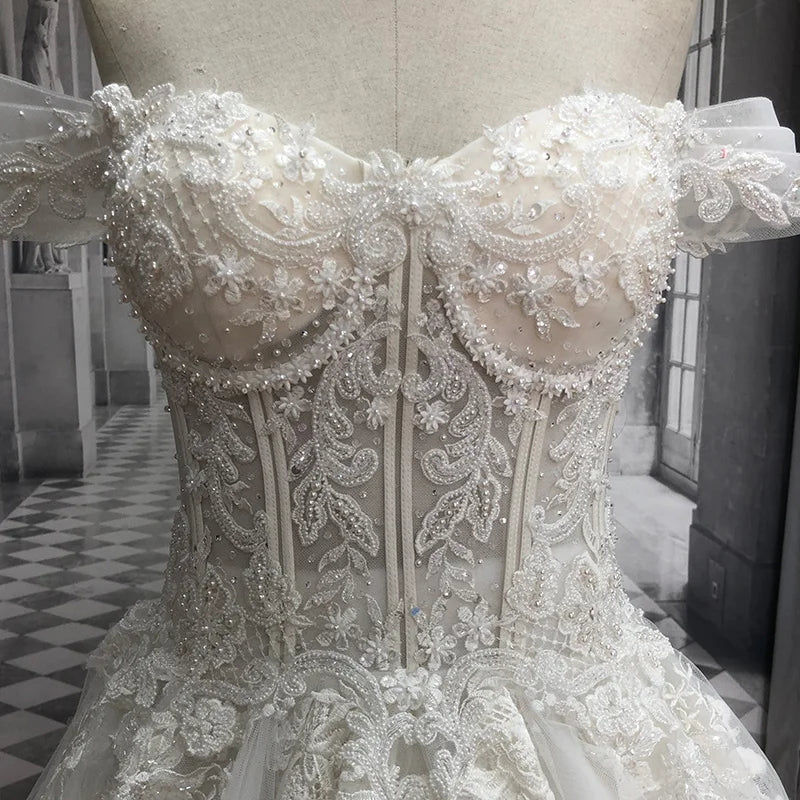 Court Train Beaded Bridal Gown