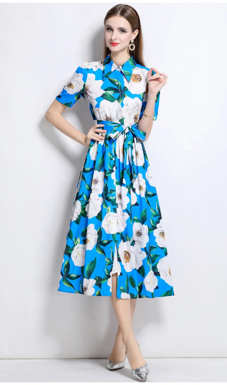 Sweet Floral Printed Midi Dress