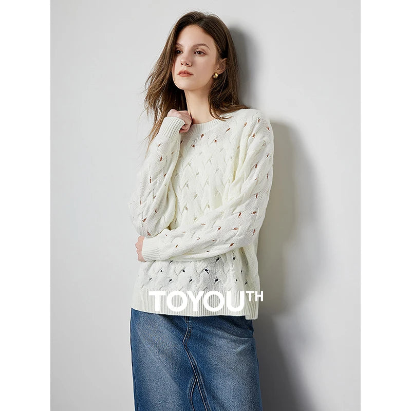 Hollow Out Knit Pullover Tops