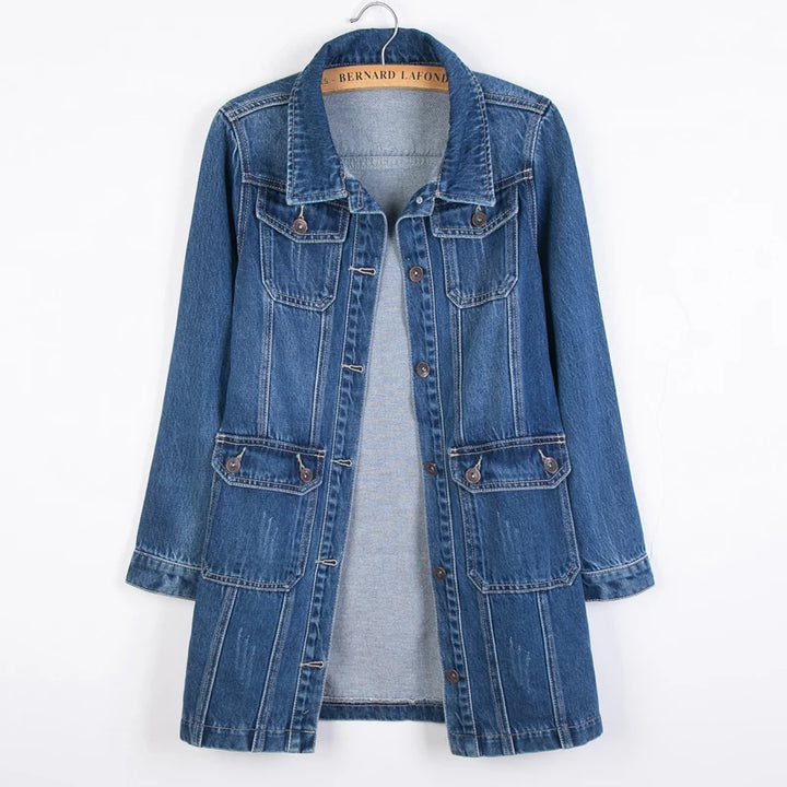 Regal Mid-Length Denim Jeans Coat