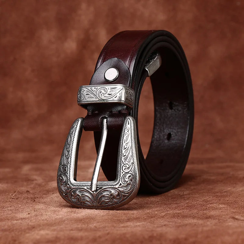 Refined Embossed Crafted Leather Belt