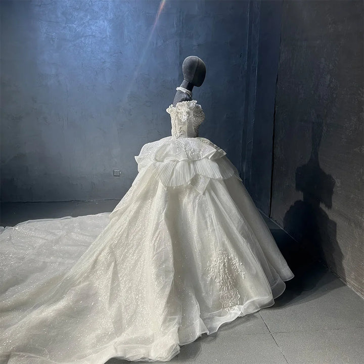 Court Train Organza Bride Dress