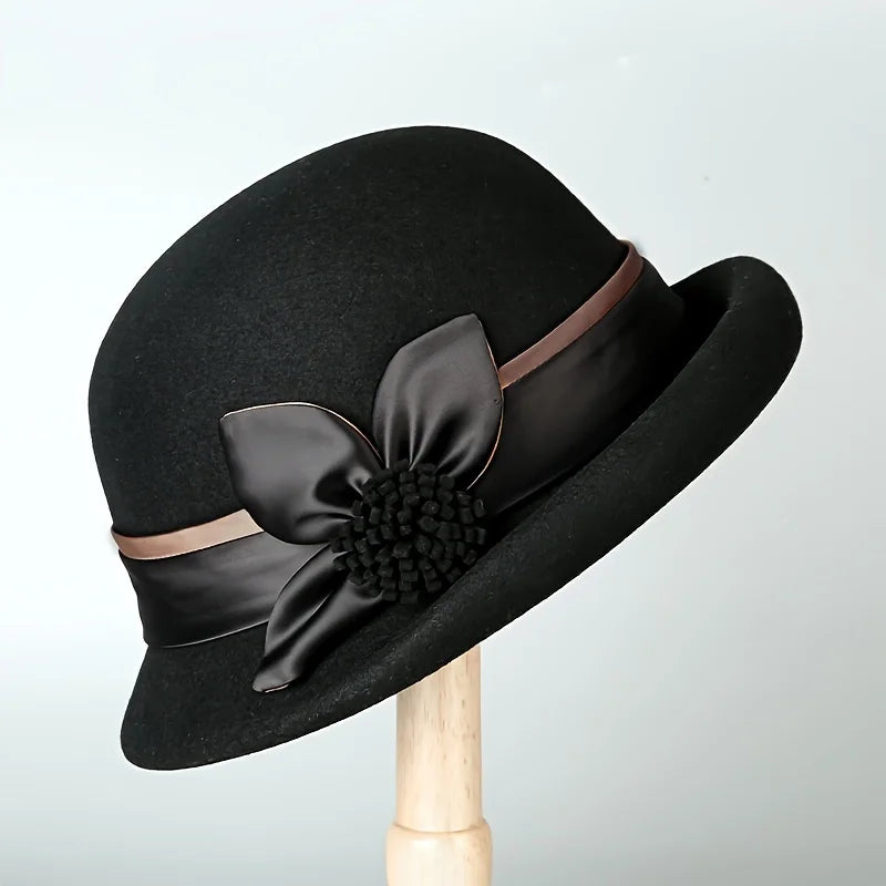 Elegant French Rolled Brim Wool Hat