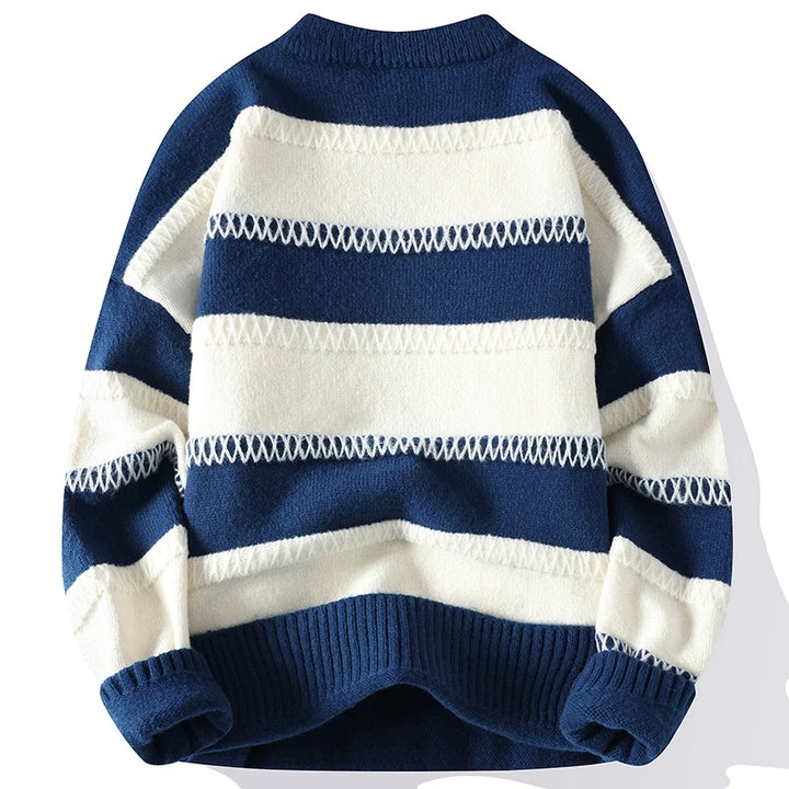 Thick Striped Half Turtleneck Cashmere Sweater