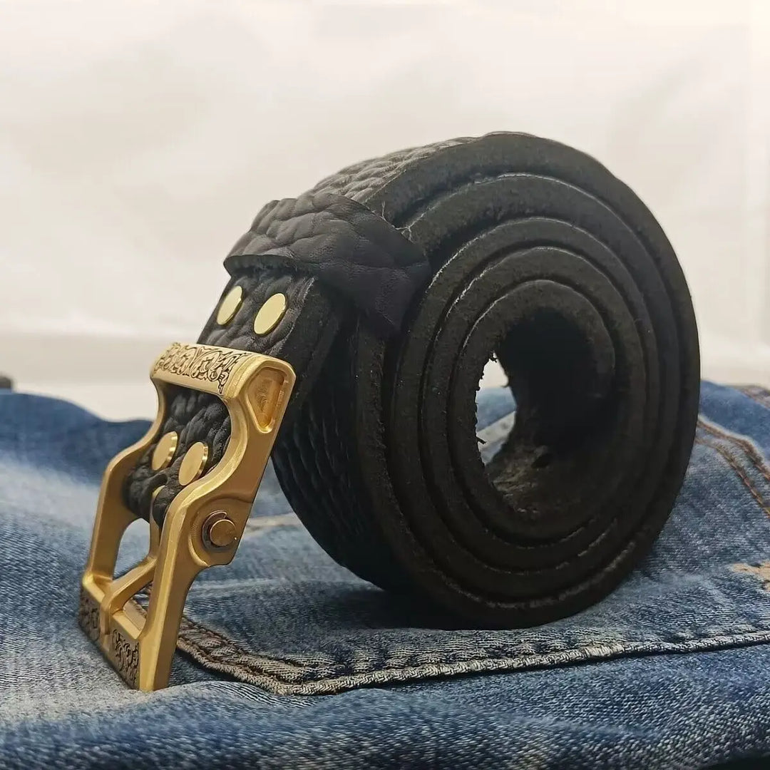 Trendy Handmade Thick Leather Belt