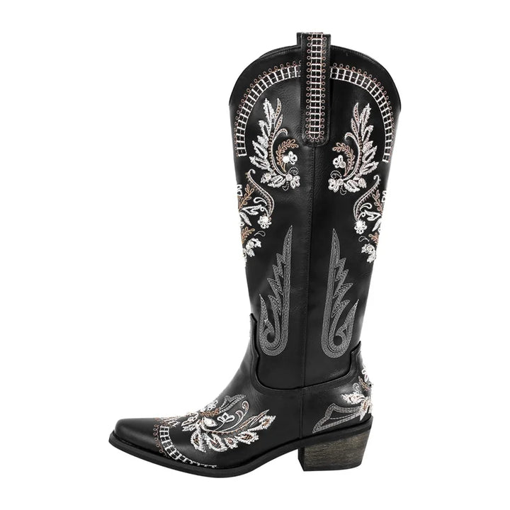 Pull-On Pointed Toe Western Long Boots