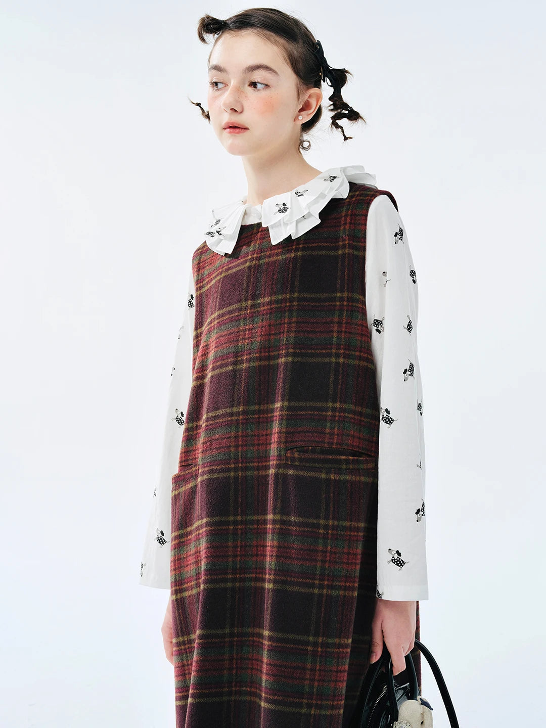 Original Plaid Woolen Vest Skirt