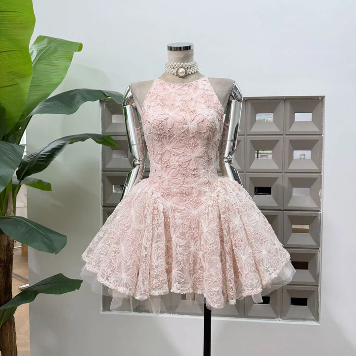 Luxury Puff Asymmetrical Hem Ruffles Dress