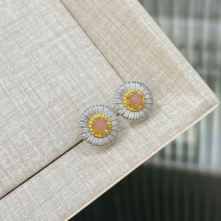 Lovely Opel Turquoise Flower Stud Earrings