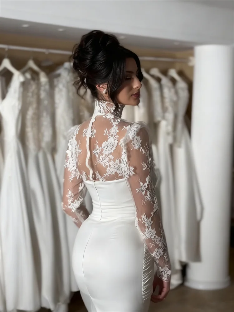 Beautiful High-Neckline Mermaid Wedding Dress