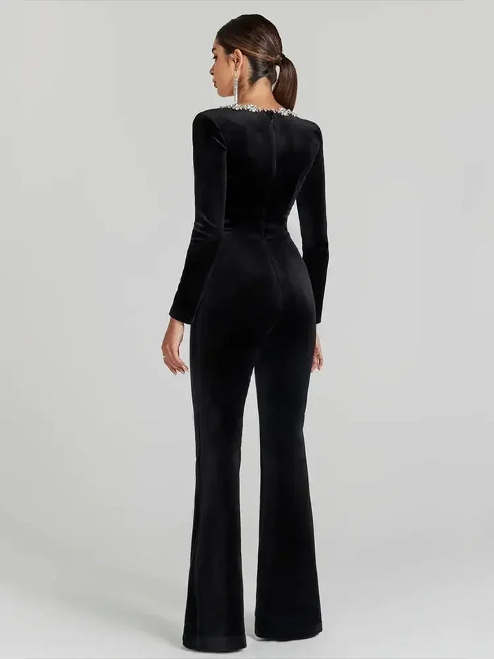 Diamonds Square Neck Elegant Jumpsuit