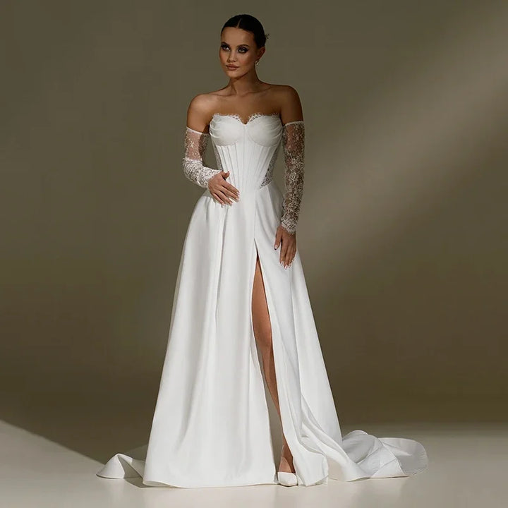 Refined Side Slit Bridal Dress
