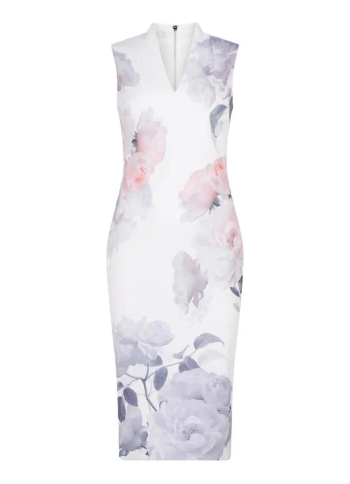 Elegant Floral Print Evening Dress