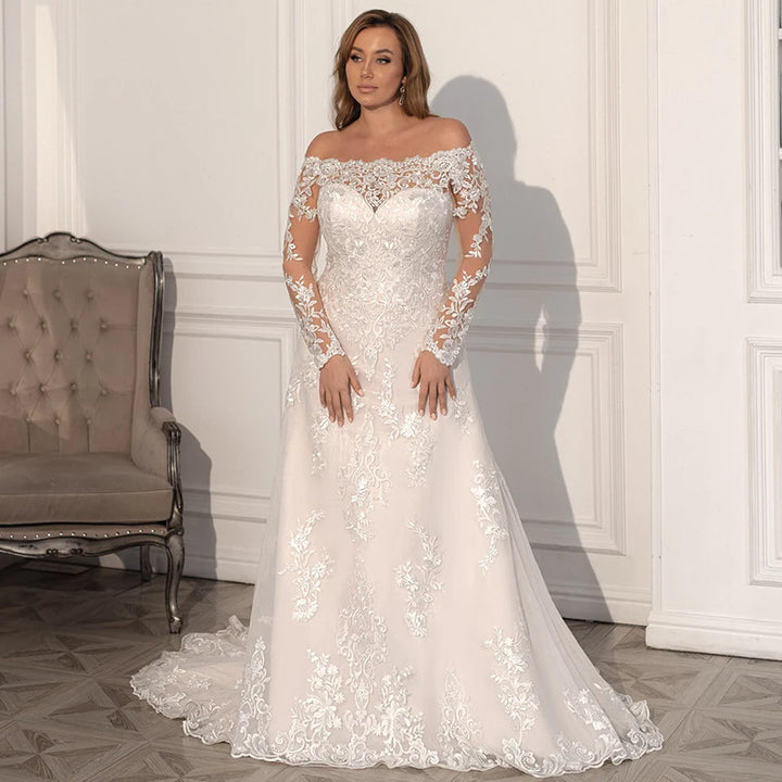 Romantic Corset Fit Plus Size Bridal Gown