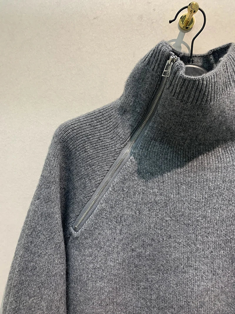 Turn Down Collar Knitted Pullover Jumper