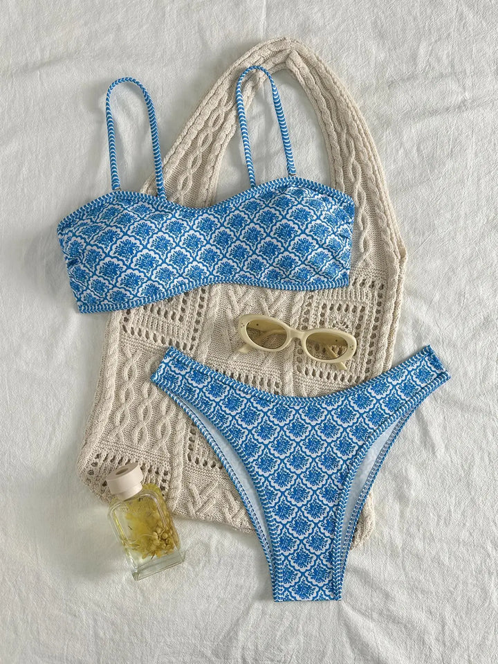 Lovely Floral Pleated Padded Swimwear