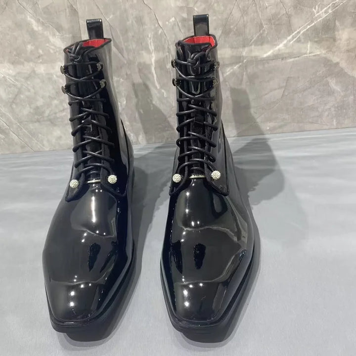 British Patent Leather Ankle Boots