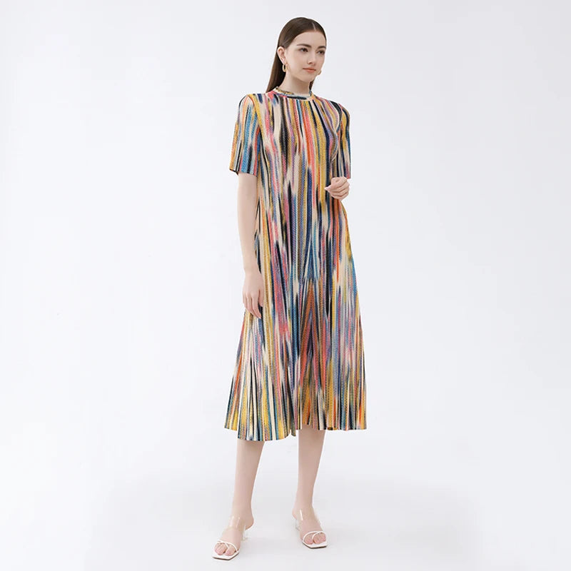 Half High Collar Pleated Dress